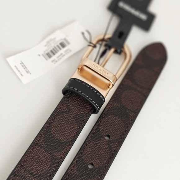 New Coach Classic Buckle Cut To Size Reversible Belt 25 Mm Walnut/Black CX057 - Picture 1 of 5